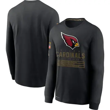 Men's Nike Arizona Cardinals Black 2020 Salute to Service Sideline Performance Long Sleeve T-Shirt -
