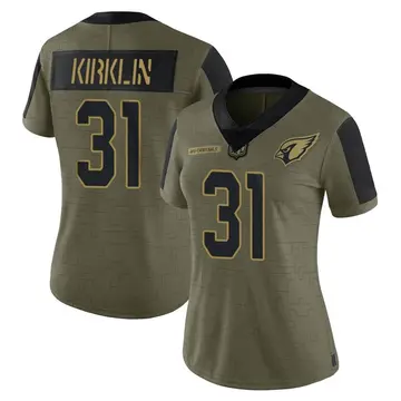 Women's Nike Arizona Cardinals Jontre Kirklin Olive 2021 Salute To Service Jersey - Limited