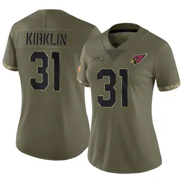 Women's Nike Arizona Cardinals Jontre Kirklin Olive 2022 Salute To Service Jersey - Limited