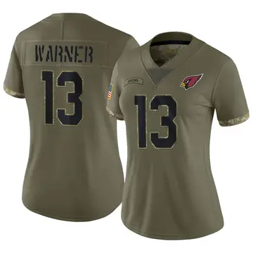 Women's Nike Arizona Cardinals Kurt Warner Olive 2022 Salute To Service Jersey - Limited