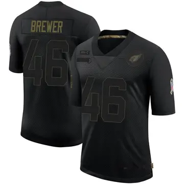 Youth Nike Arizona Cardinals Aaron Brewer Black 2020 Salute To Service Jersey - Limited