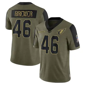 Youth Nike Arizona Cardinals Aaron Brewer Olive 2021 Salute To Service Jersey - Limited