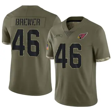 Youth Nike Arizona Cardinals Aaron Brewer Olive 2022 Salute To Service Jersey - Limited