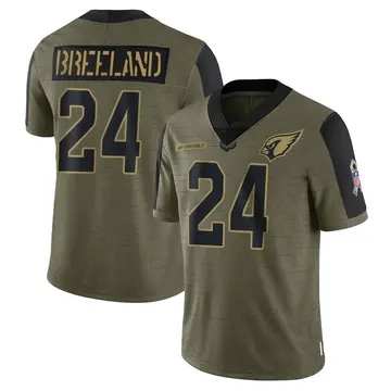 Youth Nike Arizona Cardinals Bashaud Breeland Olive 2021 Salute To Service Jersey - Limited