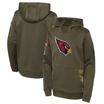 Youth Nike Arizona Cardinals Olive 2022 Salute To Service Performance Pullover Hoodie -